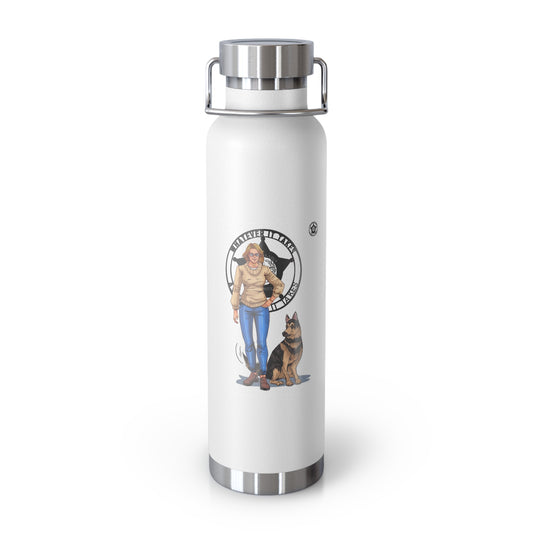 Personalized Dog Lover's Copper Vacuum Insulated Bottle - 22oz Travel Mug with German Shepherd Design